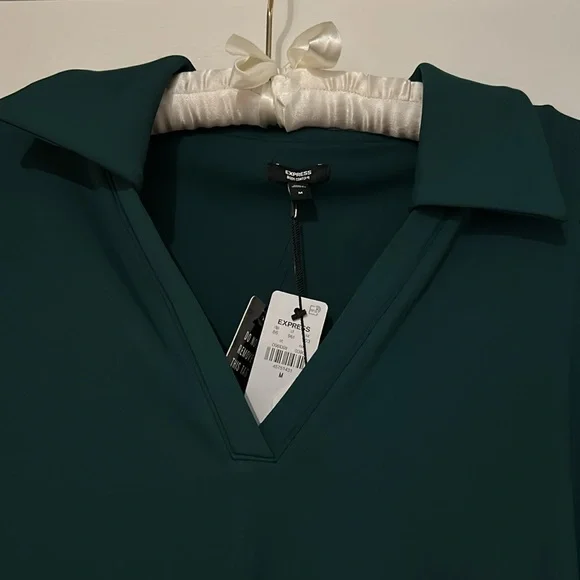 Express Deep Teal Green V-Neck Bodysuit - Picture 4 of 5